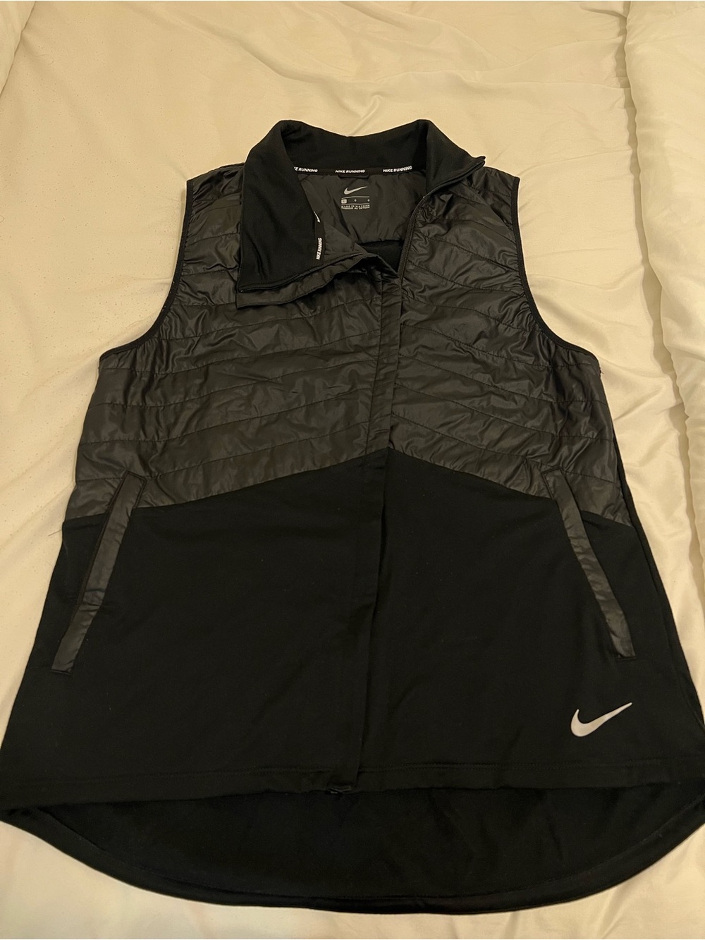 Nike Black Quilted Hybrid Vest with Reflective Swoosh